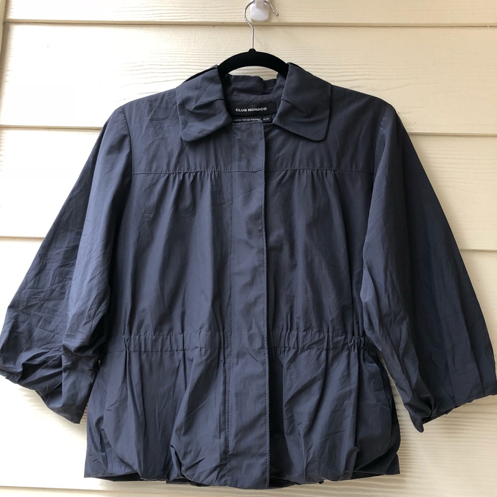 Club Monaco Navy Blue Cropped Coat Jacket Collar